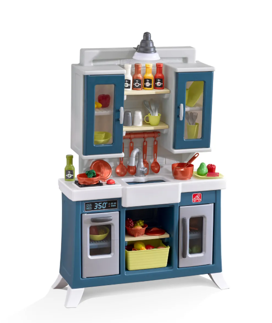 Step2 Modern Farmhouse Spielküche – Blau/Weiß/Grau – 76,2 x 121,9 cm