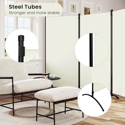 Woltu Paravent mit 3 Paneelen - Creme - 255 x 182 cm