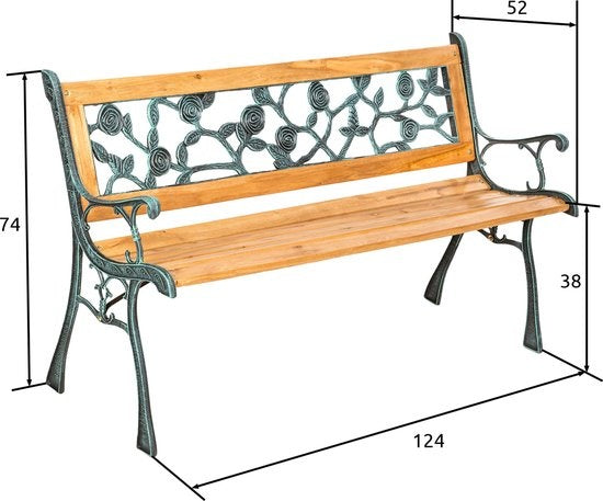 Gartenbank Gartenbank Bank - Holz/Gusseisen - 124x52x74 cm - 401424
