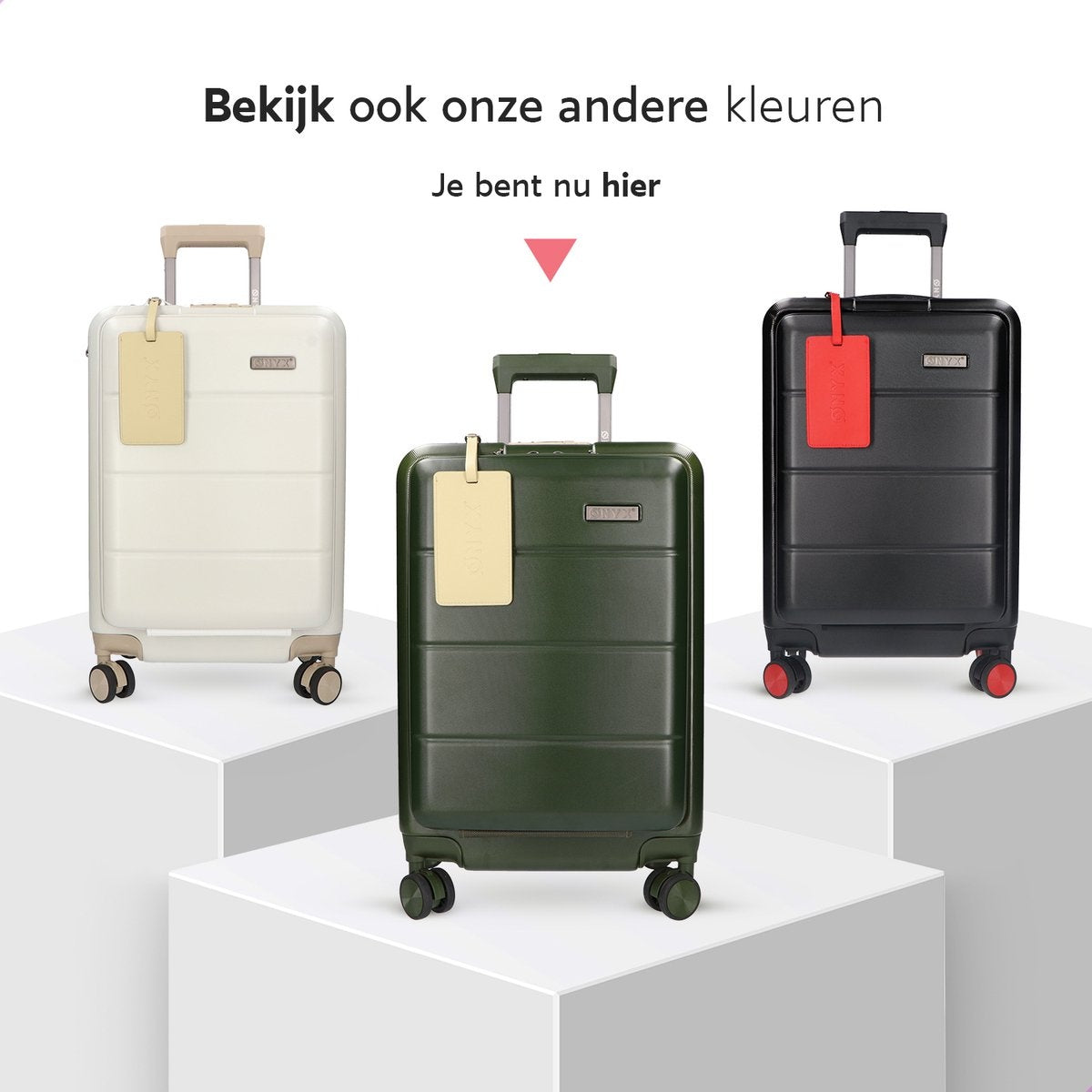 ONYXÂ® Handgepäck Koffer - Spinner-Räder - Doppeltes TSA-Schloss - Praktische Fronttasche - 35 L - 55 cm - Oliv
