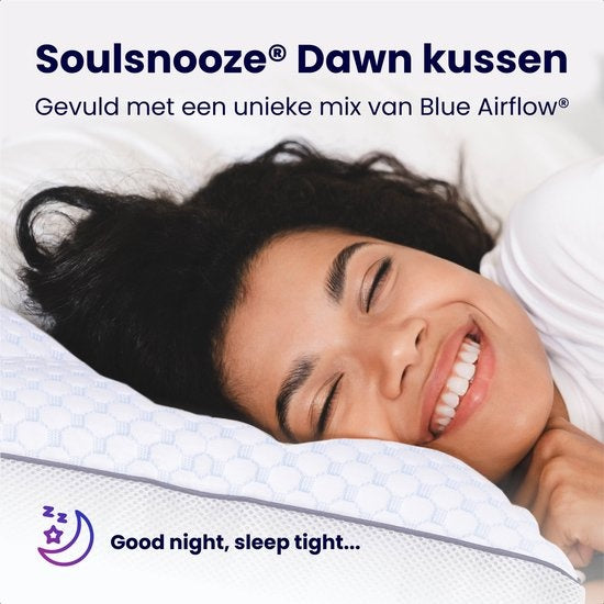 SoulsnoozeÂ® Memory Foam Pillow Dawn- 100 Nächte Probeschlaf - Individuelles Design - Nackenschmerz-Kissen - Geeignet für Rücken-, Seiten- und Bauchschläfer - Zerkleinerter Memory Foam - 50x70cm