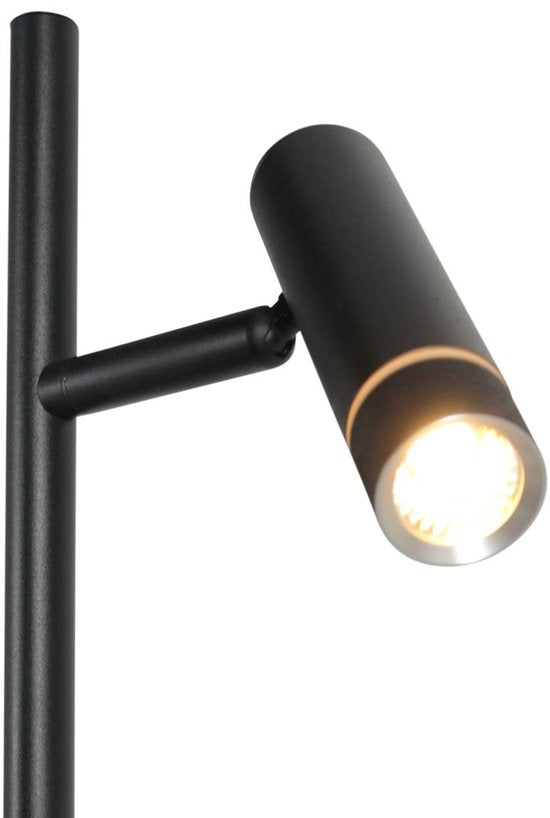 Stehlampe Volari 4711ZW, schwarze Design-Leselampe mit 2 Leuchten von Steinhauer, mit „Dimm to Warm“-LED, Höhe 157 cm, Sockel 21 x 21 cm, dreh- und neigbar, ideal für den Innenbereich
