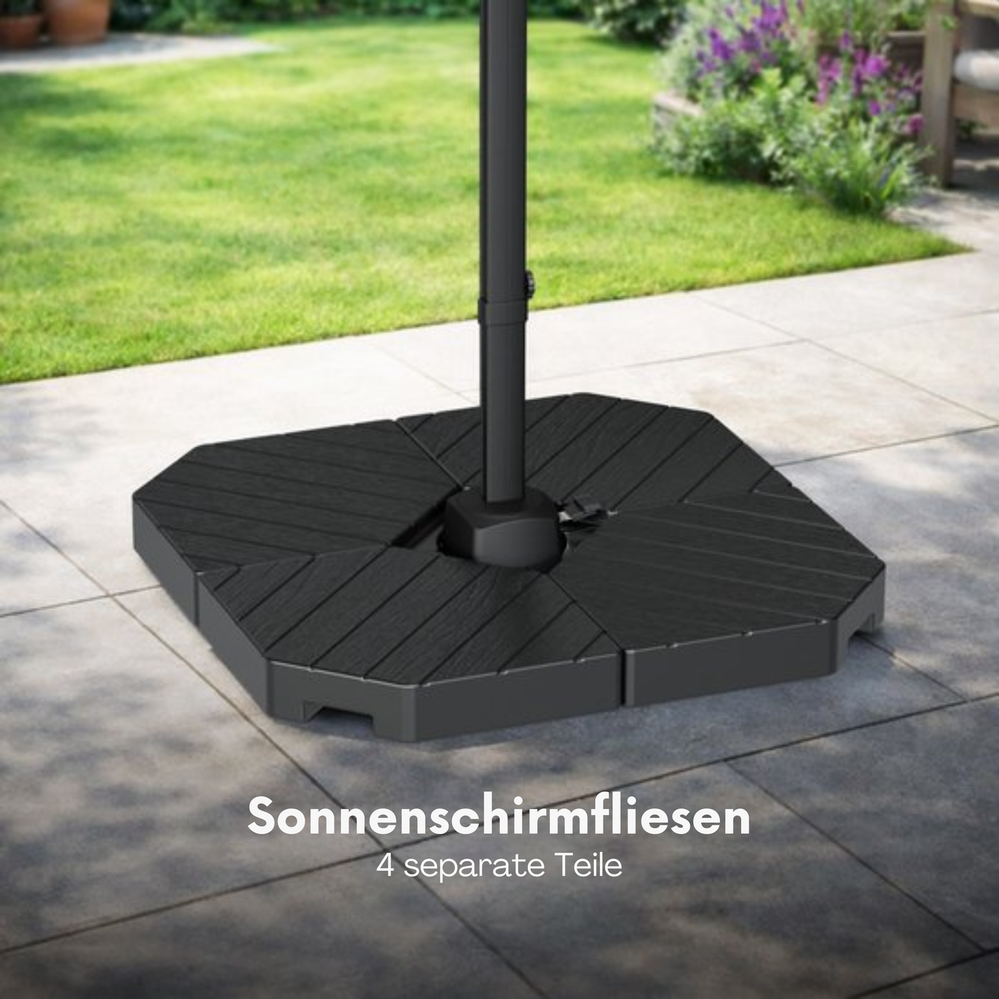 Lifegoods Sonnenschirmfliesen - 4er Set - 50x50x11 cm - Befüllbar bis 145 kg - Dunkelgrau/Schwar