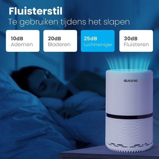 Auronic Luftreiniger - Luftreiniger mit HEPA-Filter - Entfernt 99,97% - 25W - 3 Stufen - Weiß