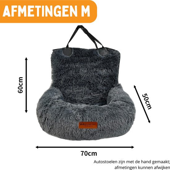 By Cee Cee Car Seat Dog Deluxe Back Seat - Hundekorb Auto mit Sicherheitsgurt - Autokorb Hund - Hundesitz - Großer Hund - Dunkelgrau - Größe M