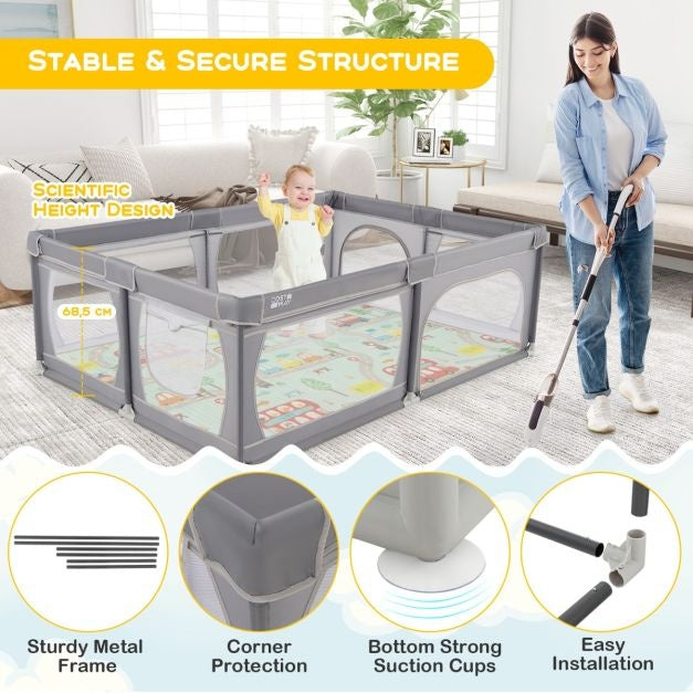 Coast Baby Laufstall mit 50 Bällen und 2 Türen - 206 x 147 cm - dunkelgrau