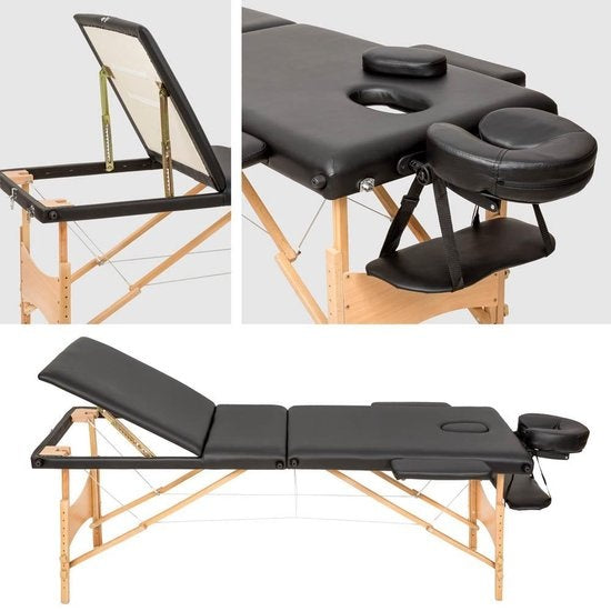 Mobile 3-Zonen-Massageliege - Polsterung 3 cm + Tragetasche schwarz