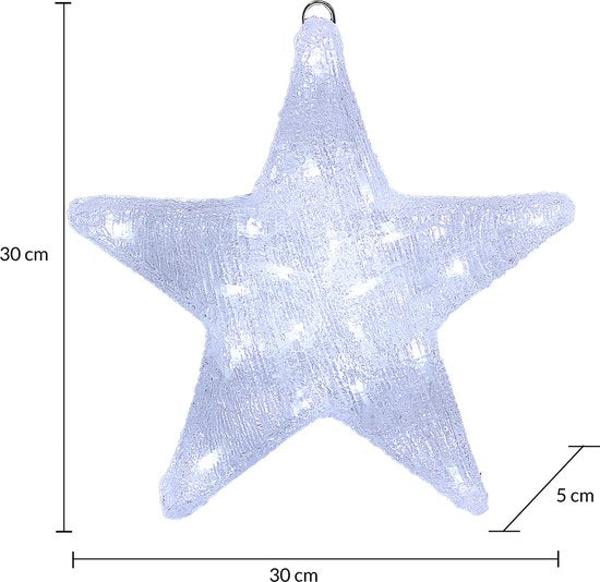 Monzana LED-Acryl-Weihnachtsstern | Helles Weiß | 30 x 5 x 30 cm | Für innen und außen geeignet