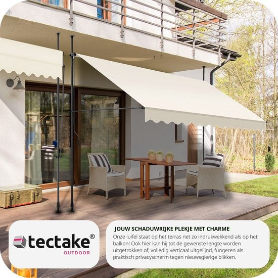 tectake - Klemmmarkise - Sonnenschirm - Markise - Verstellbar - Klemmmarkise - Sonnenschirm Balkon - 350 x 180 cm - beige - Markise - 404966