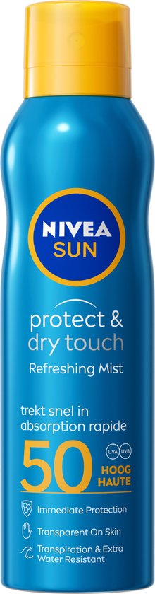 NIVEA SUN Protect & Dry Touch Sonnenspray – LSF 50 – Sport-Sonnenspray – wasserfest – UVA/UVB – 200 ml
