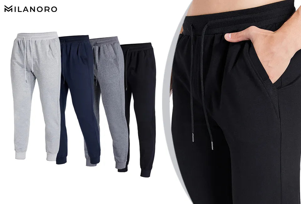 Milanoro Ultraweiche Jogginghose – Baumwollmischung – Elastischer Bund – 2 Taschen – Größe L –
