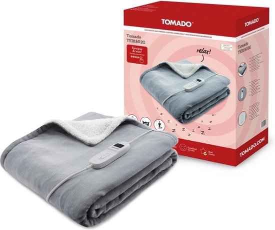 Tomado TEB1802G - Elektrische Heizdecke - Wickeldecke - superweiches Fleece - 180 x 130 cm