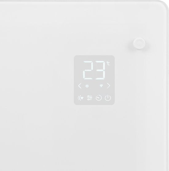 VONROC Luxury electric heater - Mit Glasscheibe - 500W/1000W - Beheizt Räume bis zu 12m2 - Gesteuert sowohl mit App (über Wifi) als auch manuell - Thermostat und Timer - Weiß