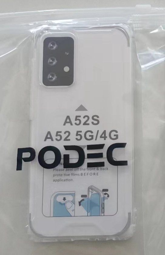 Podec-Hülle für Samsung Galaxy A52 – Transparente Handyhülle – Stoßfeste Schutzhülle mit 1x Displayschutzfolie