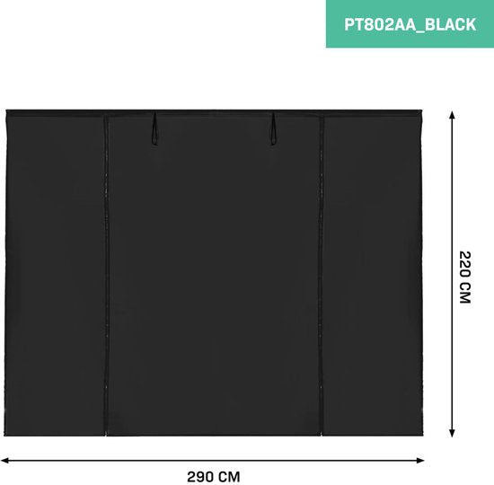 VONROC Seitenwandset - Für Premium Partyzelt PT501XX - Wasserdicht - 50+ UV Schutz - Schwarz