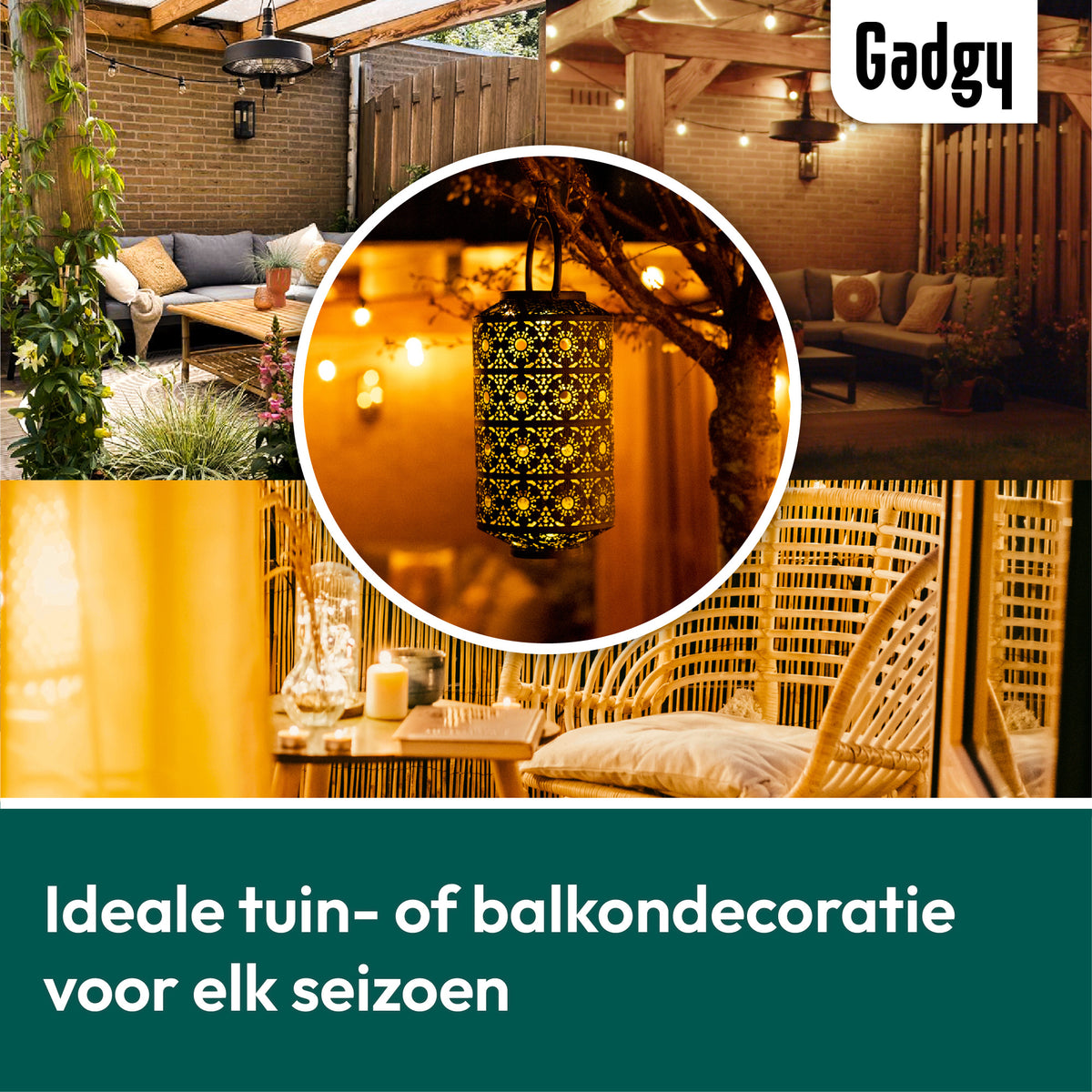 Gadgy Solar Gartenleuchte Tischlampe Maya XL - Garten Außenlampe Terrasse & Balkon - Solar Gartenleuchte - Solar Gartenleuchte - Solarlampe Led Outdoor - Laterne Windlicht Hängend - Gartenleuchten - Bronze / Gold
