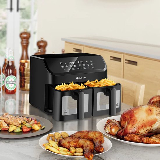 Double Airfryer - Heißluftfritteuse - 9 Liter - 9 Garprogramme