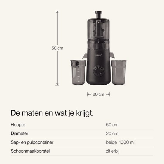 Safecourt Kitchen Slow Juicer XXL – leistungsstarker Motor [Vorschneider & Kaltpress-Technologie] – einfache Reinigung – BPA-frei – Entsafter, schwarz