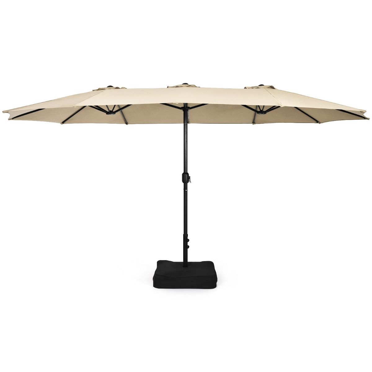 Coast Doppel-Terrassenschirm mit Ständer – XXL-Schatten – Kurbelmechanismus – Beige 451,5 x 264 cm