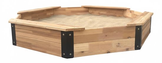 AXI Onno XL Sandkasten 150 x 150 x 23 cm in Braun/Anthrazit – Mit Sitzbänken – Mit Schutzhülle – 100 % FSC-zertifiziertes Zedernholz – Großer Sandkasten für Kinder