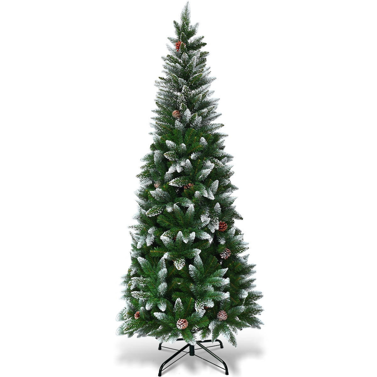 Coast Snowy Slim Künstlicher Weihnachtsbaum Grün/Weiß - 64 x 183 cm - Mit 630 Zweigspitzen und 29 Tannenzapfen