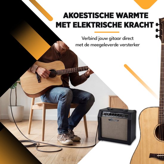 Finesse Elektro-Akustikgitarre mit Verstärker – inklusive Videokurs – 4/4, 41 Zoll – Zubehör – Erwachsene – Kinder