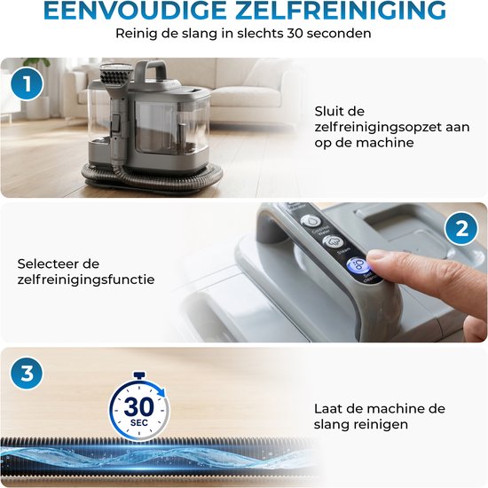 Powell Dampfreiniger – Teppichreiniger – Fleckenentferner – Sofa-Reiniger – Möbelreiniger – Teppichreiniger-Staubsauger – Reinigungsgerät – Teppichreiniger – 1800 Watt – Grau