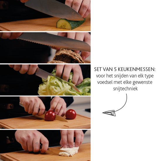 Boska Messerset Kopenhagen - 5 Küchenmesser - Für jede Art von Essen - Einzigartiges Design - Spülmaschinenfest - Rostfreier Stahl