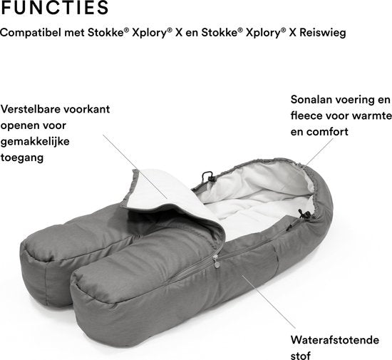 Stokke Xplory X, Modern Grey – Luxuriöser Kinderwagen – Verstellbar für den Komfort von Baby und Eltern – Polsterung, Sicherheitsgurt und reflektierender Reißverschluss für zusätzliche Sicherheit – Lässt sich in einem Handgriff zusammenklappen
