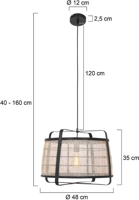 Anne Lighting – Hängeleuchte – Capos – schwarz – Holz und Stoff – Ø 48 cm – E27 – 3511ZW