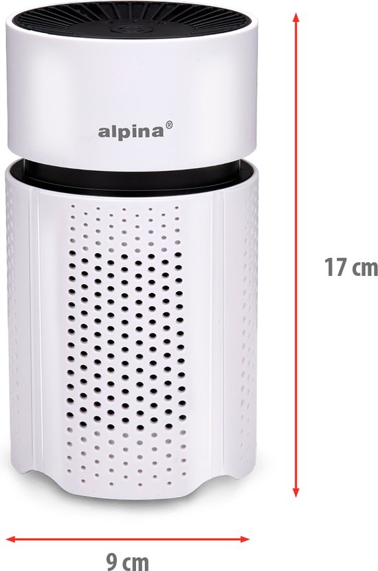 alpina Mini-Luftreiniger mit HEPA-Filter H13 - Luftreiniger mit Ionisator für Räume 6m2 - Luftreiniger mit USB für Innen und Außen - Luftreiniger 1.5W - Weiß