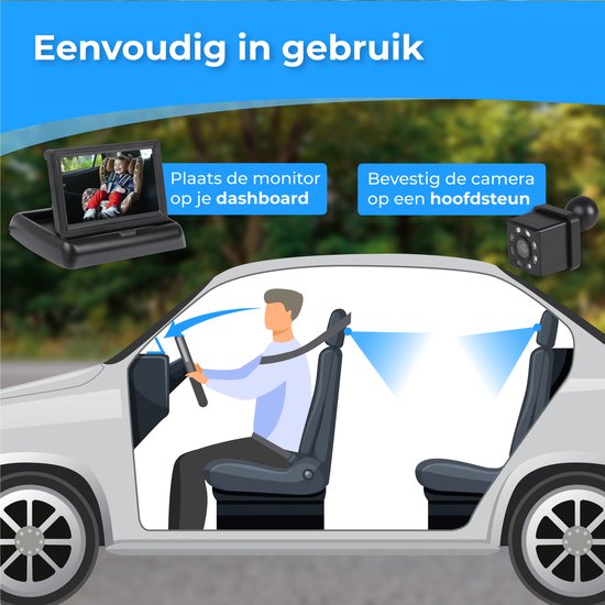 Nuvance - Babykamera - rutschfest und verstellbar - inklusive 4,5 Zoll Monitor - Schwarz