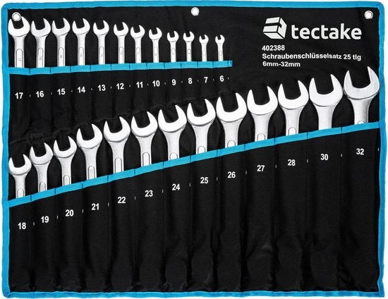 tectake 25-teiliger Ringschlüsselsatz - Ringschlüsselsatz/Schlüssel/Ringschlüssel - Blau - 402388