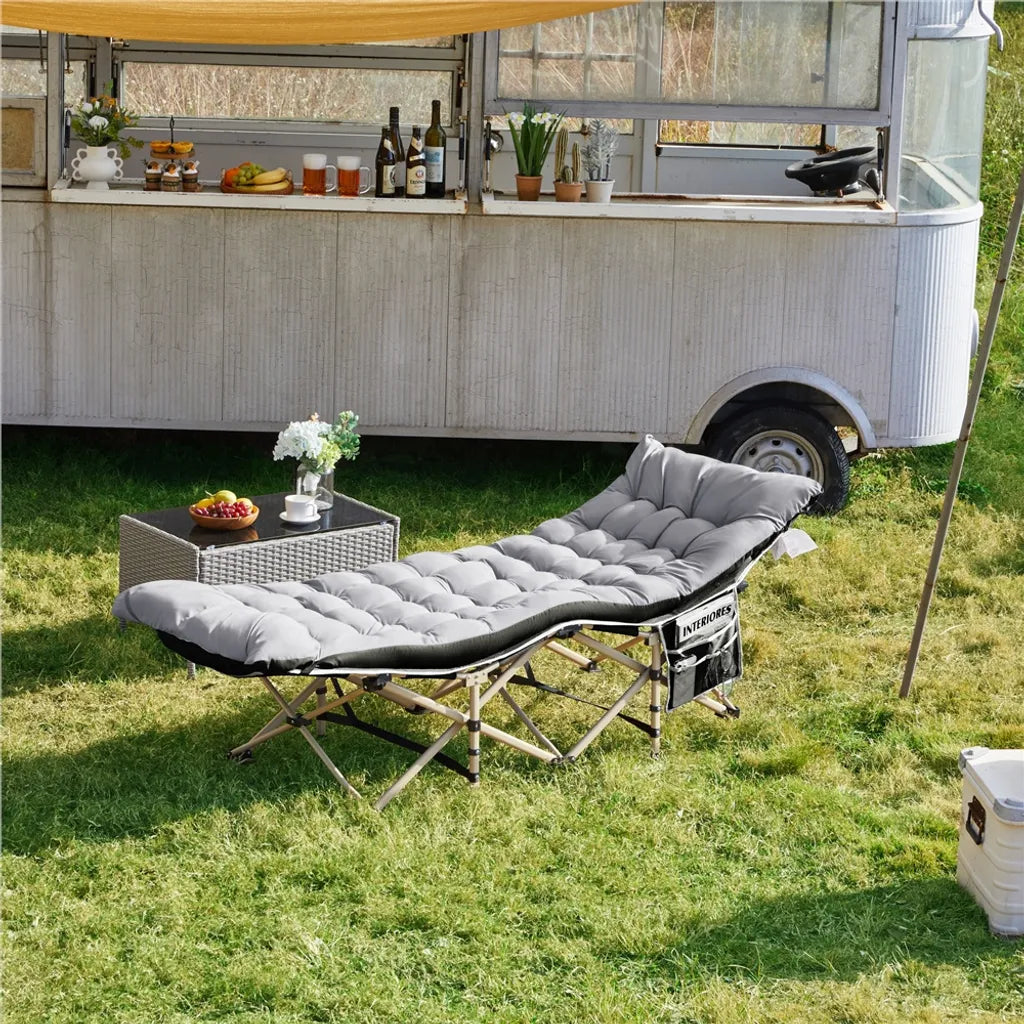 Yaheetech Feldbett mit Matratze 191 x 67 x 56 cm – Schwarz/Grau – Zusammenklappbares Campingbett mit Tragetasche