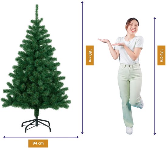 Arti Casa Kunstweihnachtsbaum 180 cm – Kunstweihnachtsbaum mit Ständer – 650 Zweige – Weihnachtsdekoration für den Innenbereich – Grün