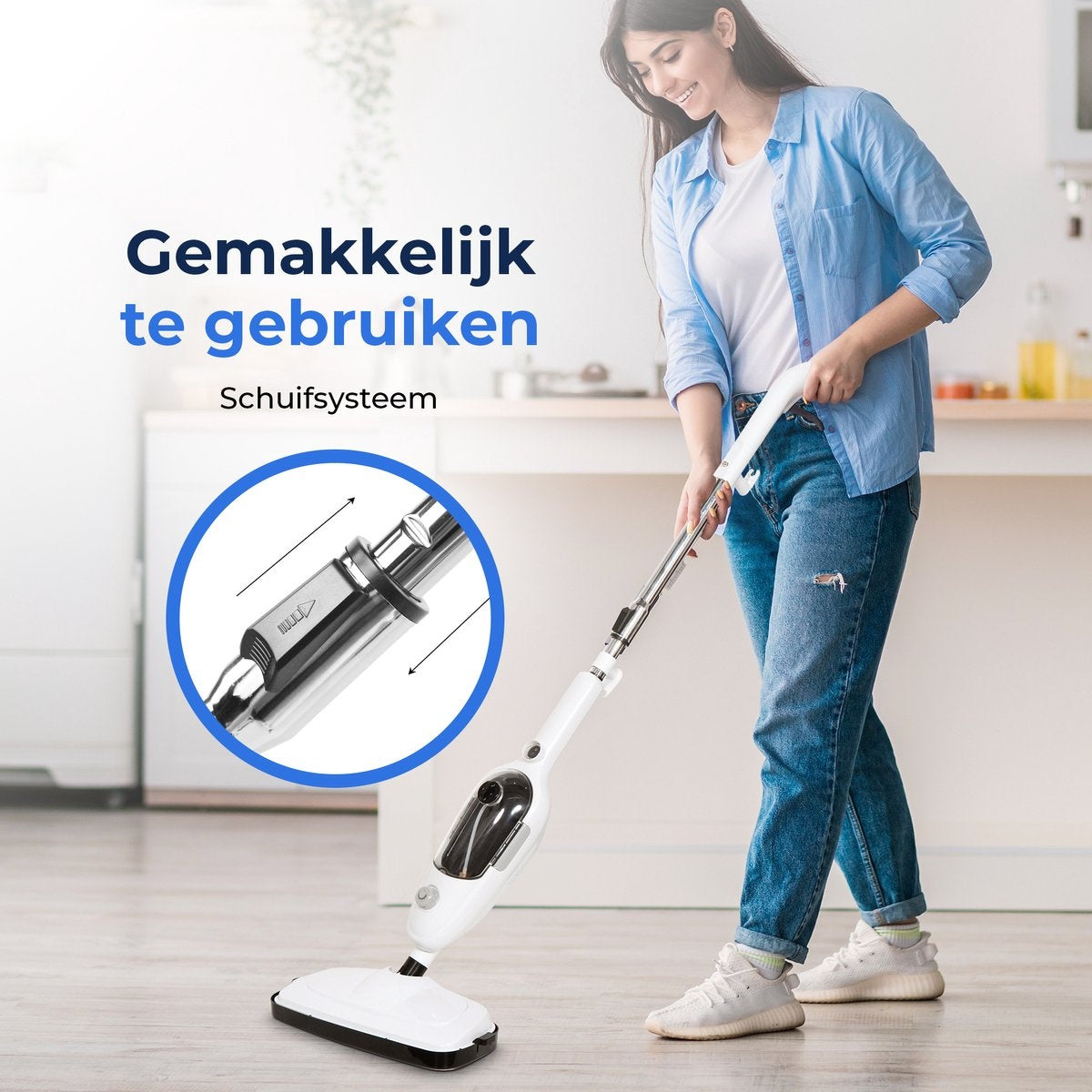 URGOODS - Hochdruck 2-in-1 Dampfreiniger & Händetrockner - Weißer Kunststoff - Inklusive 8 Aufsätze & 2 Mikrofasertücher - Für Boden & Sofa - Multifunktional & Hygienisch