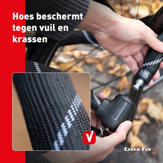 Basta Kettenschloss – ART 2 Fahrradschloss – Kette aus gehärtetem Stahl – Schloss mit Gütesiegel für E-Bikes und Fatbikes – 110 cm lang