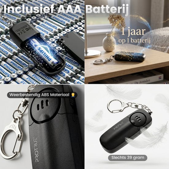 ProTrue® Persönlicher Selbstverteidigungs-Alarm-Schlüsselanhänger – 130 dB Taschenalarm mit Alarmknopf für Frauen, Kinder und Senioren – Sicherheitsalarm für Senioren mit Notrufsignal