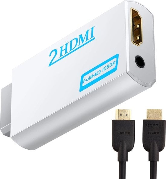 GarpexÂ¬Ã† Wii Connection to HDMI adapter - Exklusiv geeignet für Nintendo Wii + Inklusive 1,5m HDMI Kabel - Full HD 1080p - Audio-Video-Konverter geeignet für Wii