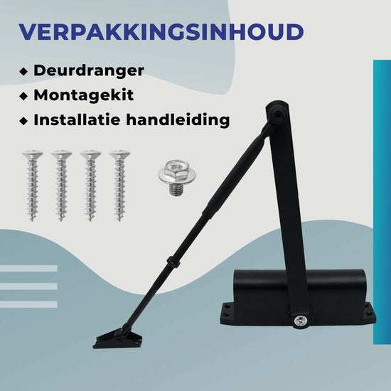 Gtrise Adjustable Door closer - T/M 100KG - Large - Incl mounting kit - Hydraulic - High quality - For indoor & outdoor - Many functions - Door closer - Door spring