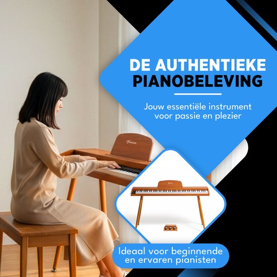 Finesse Digital Piano - 88 gewichtete Tasten - mit Pedalen & Hocker - Keyboard Piano - Electric Piano - Erwachsene & Kinder