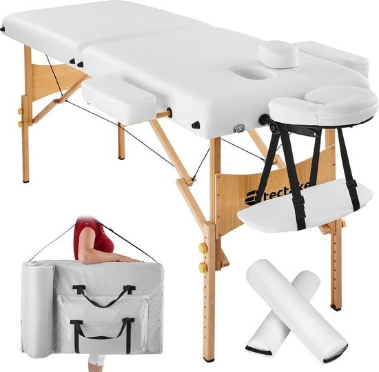 tectake - Massageliege Behandlungsliege - 7,5 cm hohe Matratze + Rollenkissen und Tragetasche - Behandlungsliege - inkl. Aufbewahrungstasche - faltbar