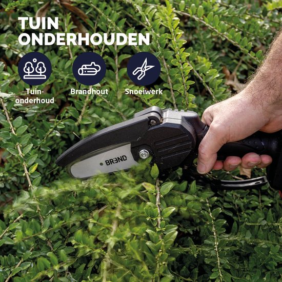 BREND BR-2236 Elektrische Mini-Kettensäge mit Akku und Aufbewahrungskoffer - Schnurlose Baumsäge für Äste und Stämme - 20 Min. Schnittzeit - Schwarz