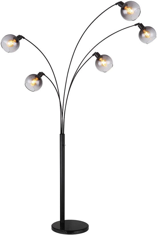 Stehleuchte GINA Metall 151.0cm Matt Schwarz | Bambus E27 1-Leuchtmittel