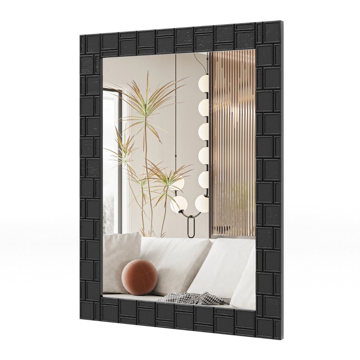Coast Wandspiegel – rechteckig – Holzrahmen – vertikal und horizontal aufhängbar – schwarz – 80 x 60 cm