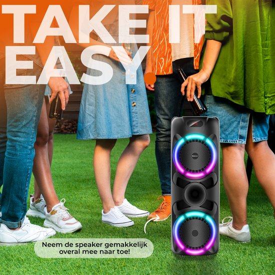 Denver Bluetooth Lautsprecher Party Box - Disco Lichter - Party Box - Inkl. Drahtloses Mikrofon & Fernbedienung - BPS459