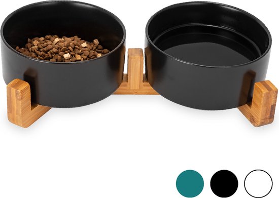 S.old Futternapf und Trinknapf - Mit Ständer - 2x 800 ml - Größe M - Schwarz