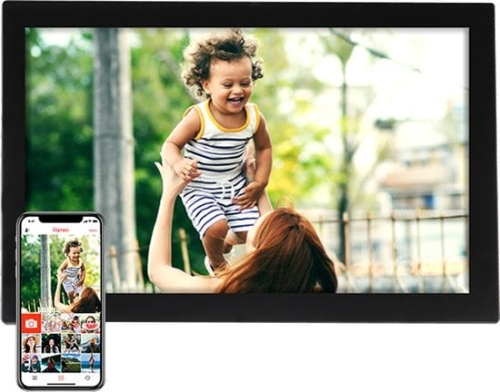 Denver Digitaler Fotorahmen - 10-Zoll-Glasdisplay - Frameo App - WiFi - IPS-Touchscreen - 16GB - Schwarz