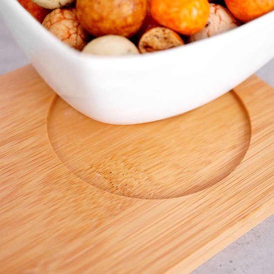 Excellent Houseware – Servierbrett/Snackbrett – Häppchen/Soße/Tapas – Porzellan – inkl. 3 Schälchen