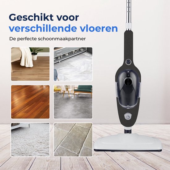 Dampfreiniger 2 in 1 - Handdampfer - Fleckenreiniger - Mit 8 Aufsätzen und 2 Mikrofasertüchern - Sofa-, Boden-, Bad- und Teppichreinigung - Schwarz